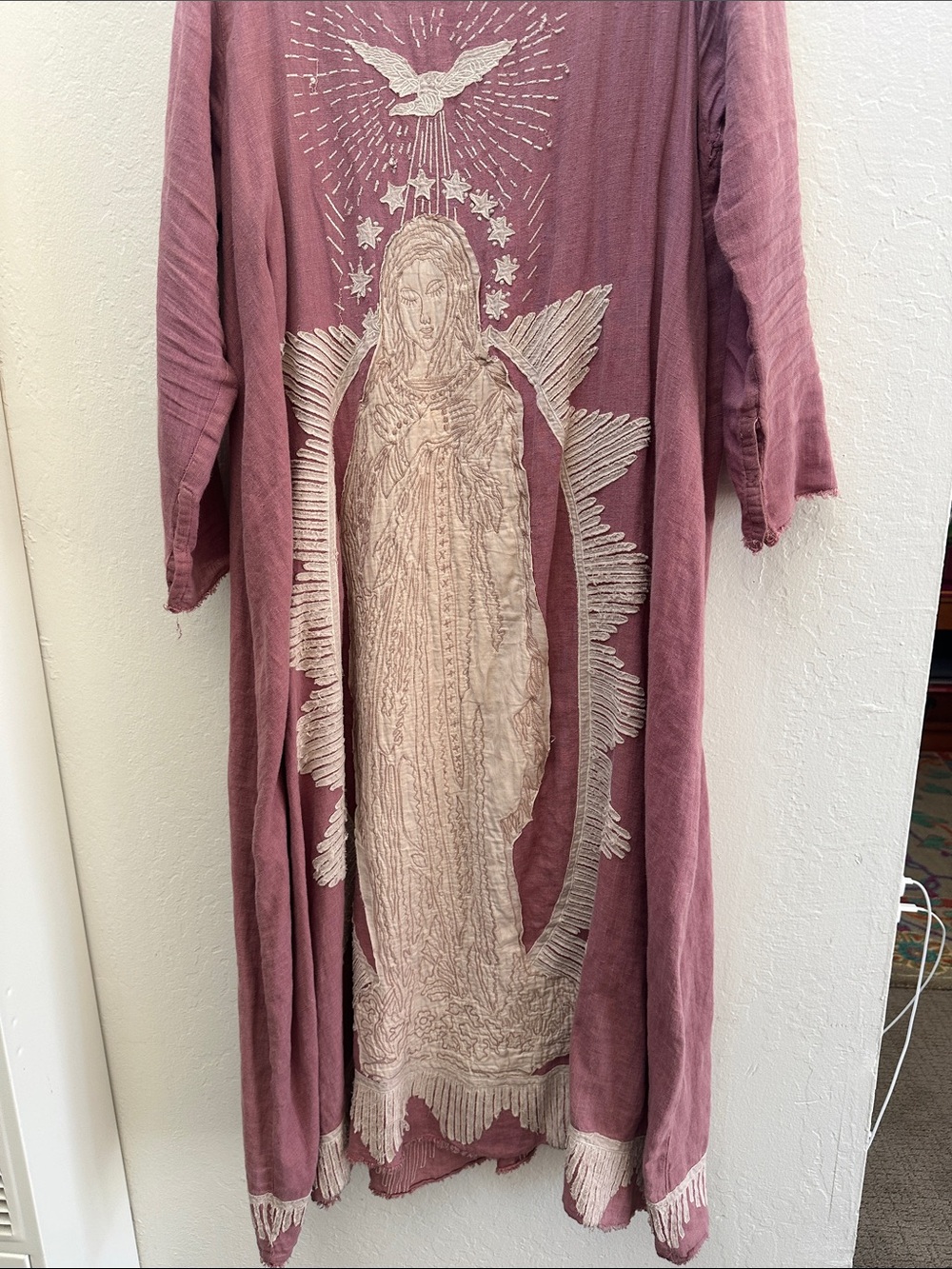 Magnolia Pearl Mauve Maxi Dress with Cream Religious Embroidery